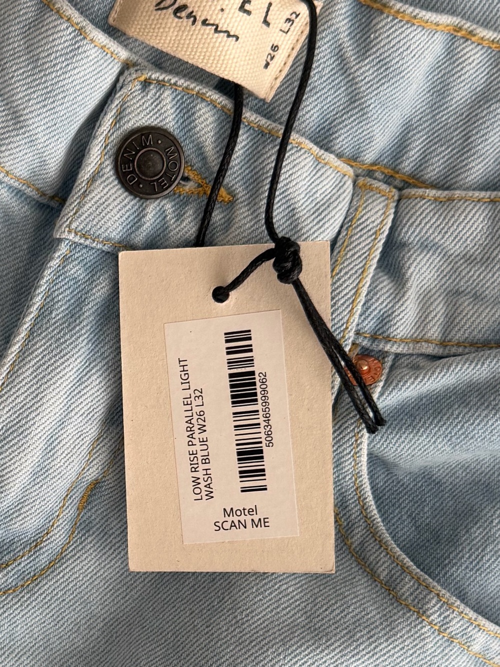 Motel Rocks Low Rise Wide Leg Jeans in Light Blue - Picture 6 of 6